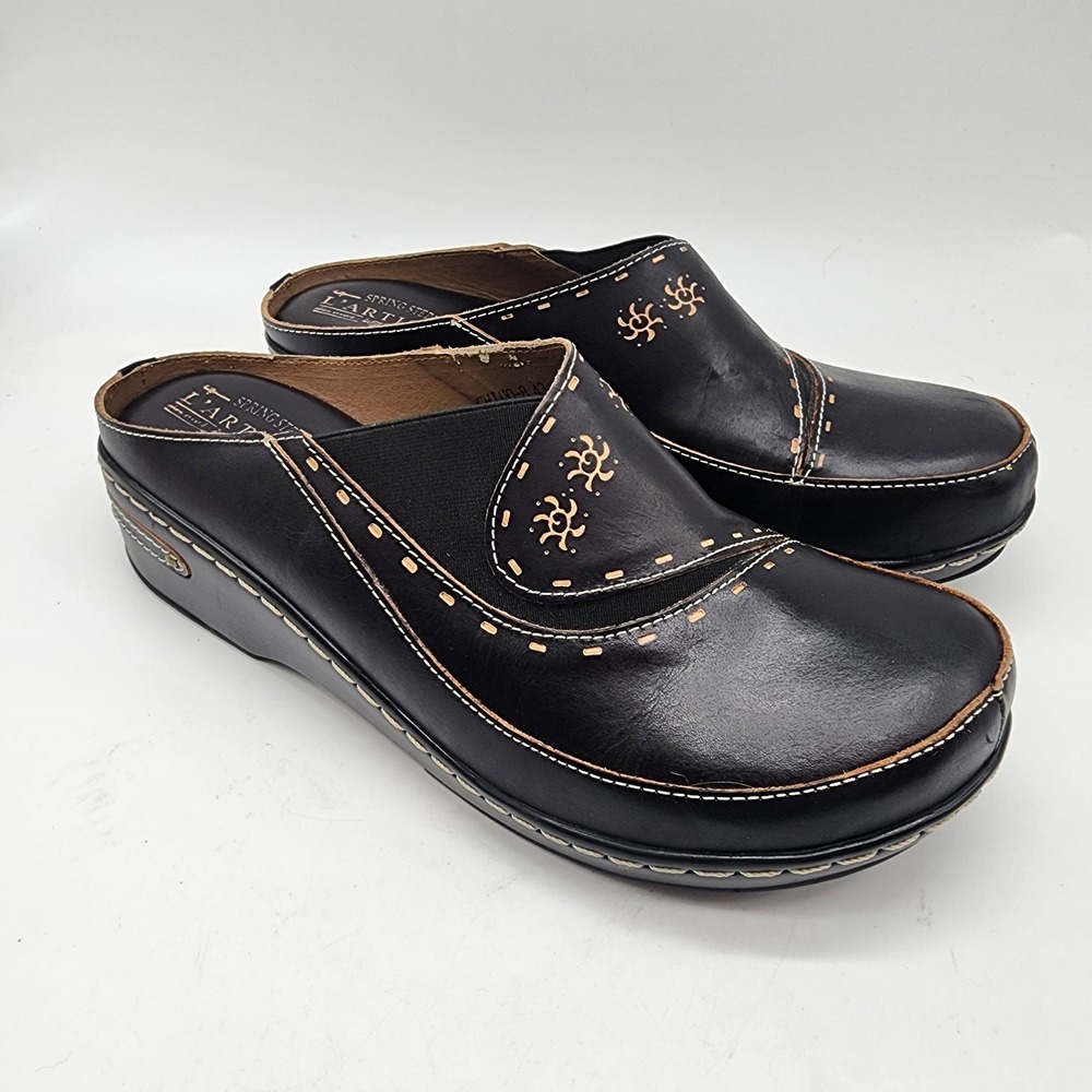 L'Artiste Spring Step Chino Clog Women's 43 US 11.5-12 Black Leather Mules